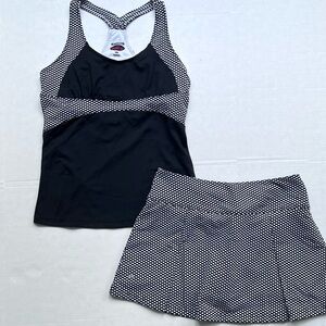 bollé Women's Black and White Polka Dot Tennis Skirt and Top 🎾